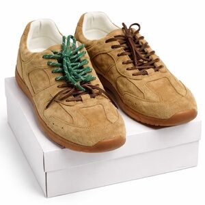 👟 Aldo Women's Tan Suede Sneakers with Green Accent Laces